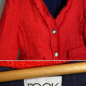 The look Womens red boucle dressy blazer L